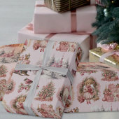 Papier Cadeau Papier d'enveloppement de Noël victorien rose anti