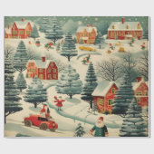 Papier Cadeau Papier d'enveloppement de Noël vintage Design (Plat)