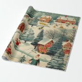 Papier Cadeau Papier d'enveloppement de Noël vintage Design (Déroulé)