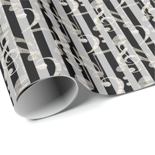 Papier Cadeau Papier d'enveloppement de notes musicales (Coin rond)