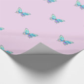 Papier Cadeau Papier d'enveloppement de papillon Aqua moderne ro (Coin)
