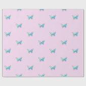 Papier Cadeau Papier d'enveloppement de papillon Aqua moderne ro (Plat)