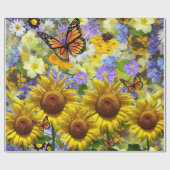 Papier Cadeau Papier d'enveloppement de papillon de tournesol (Plat)