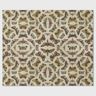 Papier Cadeau Papier d'enveloppement de papillons de nuit vintag