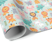 Papier Cadeau Papier d'enveloppement de parade animale (Coin rond)