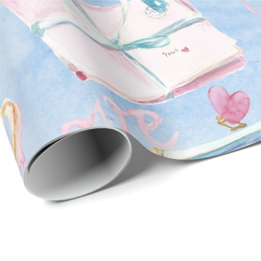 Papier Cadeau Papier d'enveloppement de Paris (Coin rond)