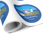 Papier Cadeau Papier d'enveloppement de phare de nubble d'annive (Coin rond)