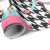 Papier Cadeau Papier d'enveloppement de pingouin rose plaqué noi (Coin rond)