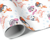 Papier Cadeau Papier d'enveloppement de pingouins de Noël (Coin rond)