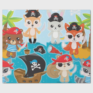 Papier Cadeau Papier d'enveloppement de pirates animaux