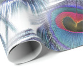 Papier Cadeau Papier d'enveloppement de plumes de paon (Coin rond)