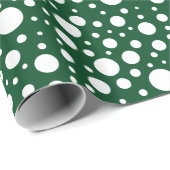 Papier Cadeau Papier d'enveloppement de points verts (Coin rond)