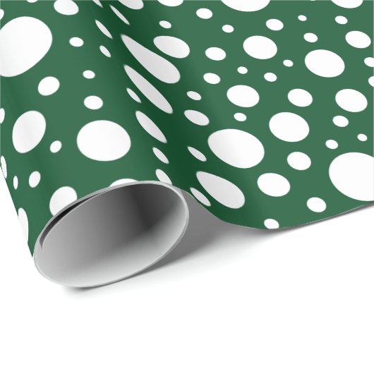 Papier Cadeau Papier d'enveloppement de points verts (Coin rond)