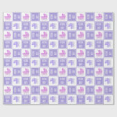Papier Cadeau Papier d'enveloppement de poussette rose et violet (Plat)