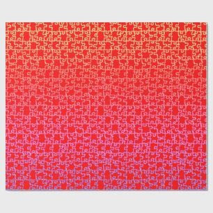 Papier Cadeau Papier d'enveloppement de puzzle jaune rouge