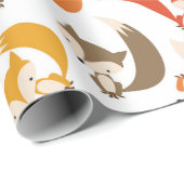 Papier Cadeau Papier d'enveloppement de renard d'automne (Coin rond)