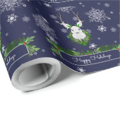 Papier Cadeau Papier d'enveloppement de rennes bleus (Coin rond)