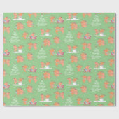 Papier Cadeau Papier d'enveloppement de rennes de Noël joyeux (Plat)