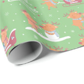 Papier Cadeau Papier d'enveloppement de rennes de Noël joyeux (Coin rond)