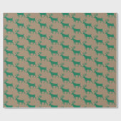 Papier Cadeau Papier d'enveloppement de rennes vert Kraft rustiq (Plat)