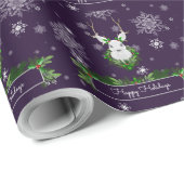 Papier Cadeau Papier d'enveloppement de rennes violets (Coin rond)