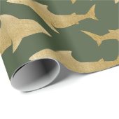 Papier Cadeau Papier d'enveloppement de requin d'or (Coin rond)