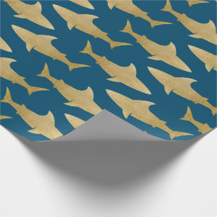 Papier Cadeau Papier d'enveloppement de requin d'or