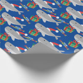 Papier Cadeau Papier d'enveloppement de requin Père Noël mignonn (Coin)