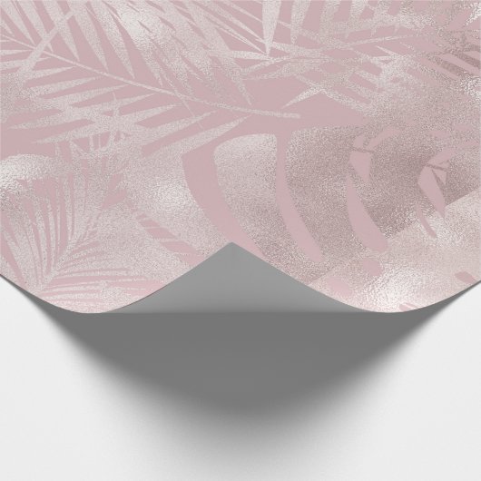 Papier Cadeau Papier d'enveloppement de Rose d'or Feuille tropic (Coin)