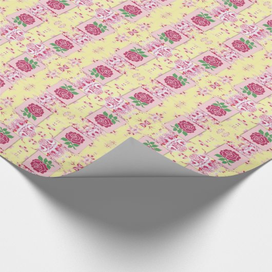 Papier Cadeau Papier d'enveloppement de roses roses de charme (Coin)