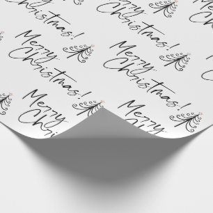 Papier Cadeau Papier d'enveloppement de sapin de Noël noir blanc