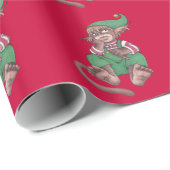 Papier Cadeau Papier d'enveloppement de singe de Noël (Coin rond)