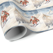 Papier Cadeau Papier d'enveloppement de ski père Noël (Coin rond)