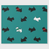 Papier Cadeau Papier d'enveloppement de Terrier écossais turquoi (Plat)