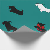 Papier Cadeau Papier d'enveloppement de Terrier écossais turquoi (Coin)