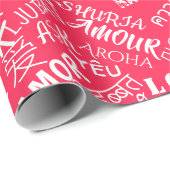 Papier Cadeau Papier d'enveloppement de texte d'amour multilingu (Coin rond)