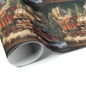 Papier Cadeau Papier d'enveloppement de train de Noël 3D (Coin rond)