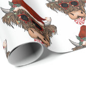 Papier Cadeau Papier d'enveloppement de vache de Noël (Coin rond)