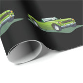 Papier Cadeau Papier d'enveloppement de voiture vert convertible (Coin rond)