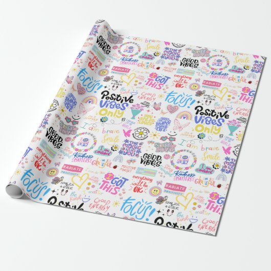 Papier Cadeau Papier d'enveloppement des affirmations positives (Déroulé)