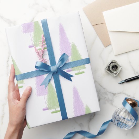 Papier Cadeau Papier d'enveloppement des arbres de Noël Pastel (Cadeaux)
