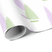 Papier Cadeau Papier d'enveloppement des arbres de Noël Pastel (Coin rond)