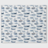 Papier Cadeau Papier d'enveloppement des bateaux aquarelles (Plat)