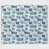 Papier Cadeau Papier d'enveloppement des bateaux aquarelles (Plat)