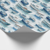 Papier Cadeau Papier d'enveloppement des bateaux aquarelles (Coin)
