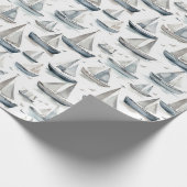 Papier Cadeau Papier d'enveloppement des bateaux aquarelles (Coin)