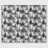 Papier Cadeau Papier d'enveloppement des châteaux d'aquarelle - (Plat)