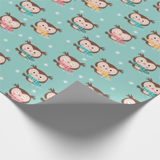 Papier Cadeau Papier d'enveloppement des Chouettes de Noël (Coin)