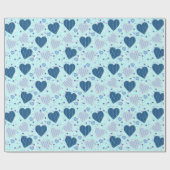 Papier Cadeau Papier d'enveloppement des Coeurs bleus (Plat)