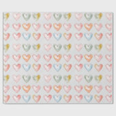 Papier Cadeau Papier d'enveloppement des coeurs d'aquarelle (Plat)